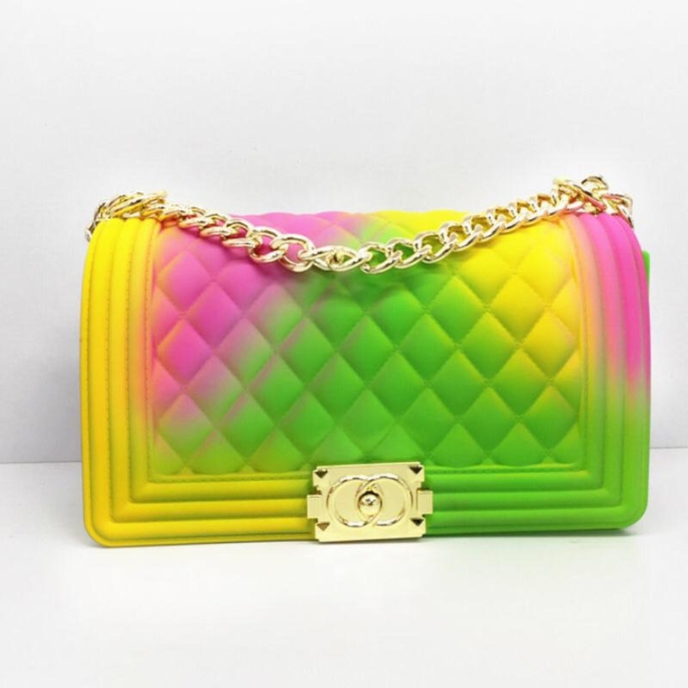 Fashion Shoulder Bag Rhombus Handbag Multi-colored